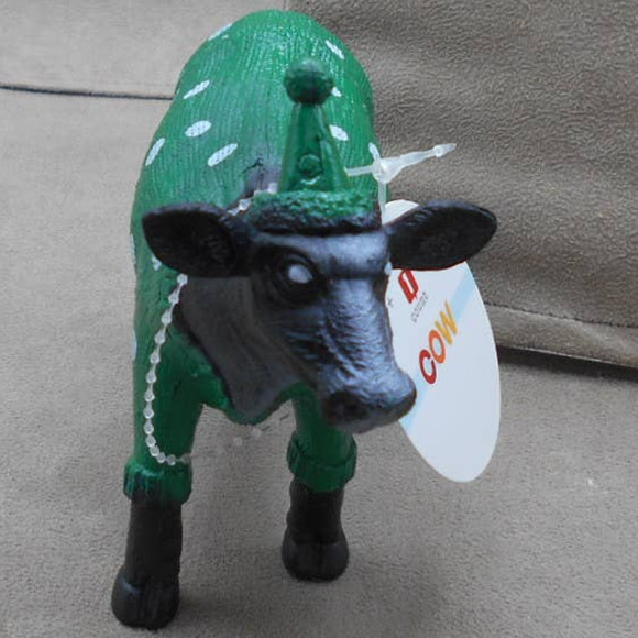 Party Animals Black Cow in Green Polka Hat Dot Ankyo Development - Picture 4 of 7